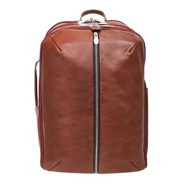 Mckleinusa McKlein USA 18894 17 in. U Series Englewood Leather Triple Compartment Carry-All Laptop & Tablet Weekend Backpack; Brown 18894